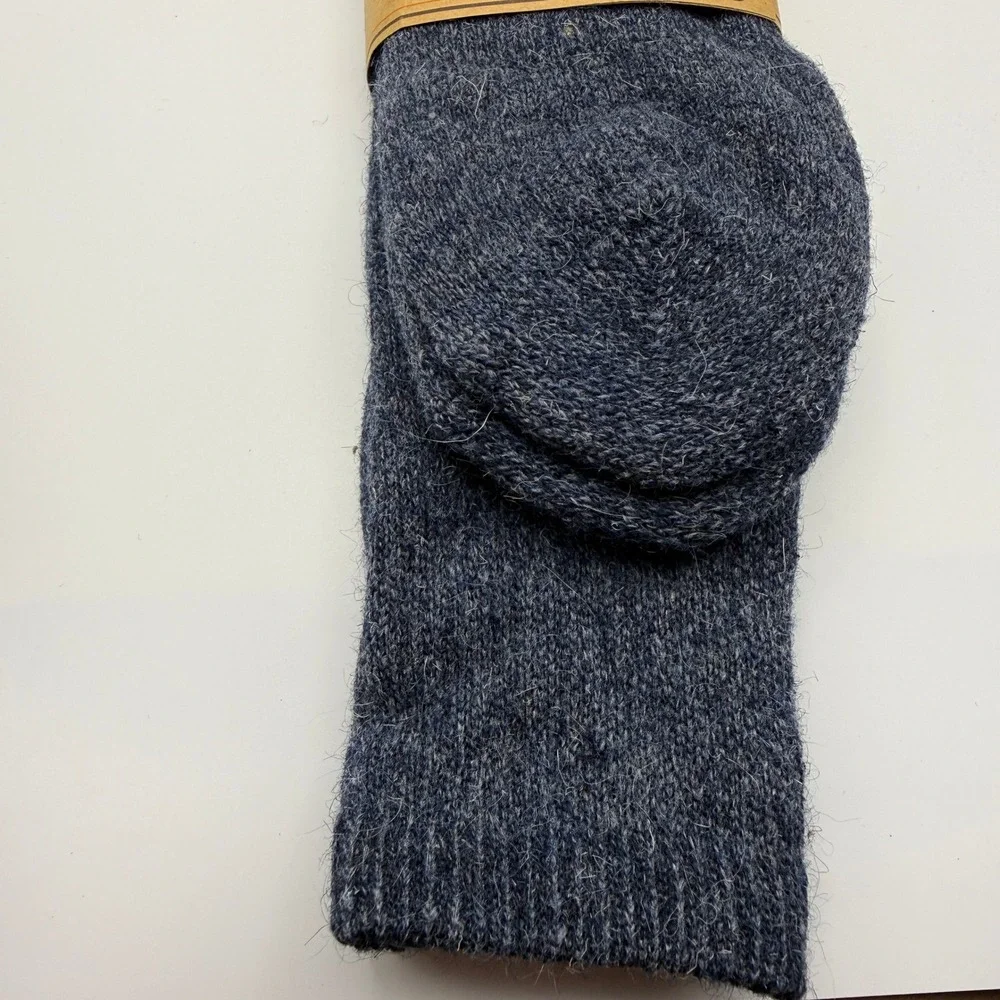 Adirondack Boot Socks Mens Size 10-13 Wool Blend Charcoal Marl Blue Crew New